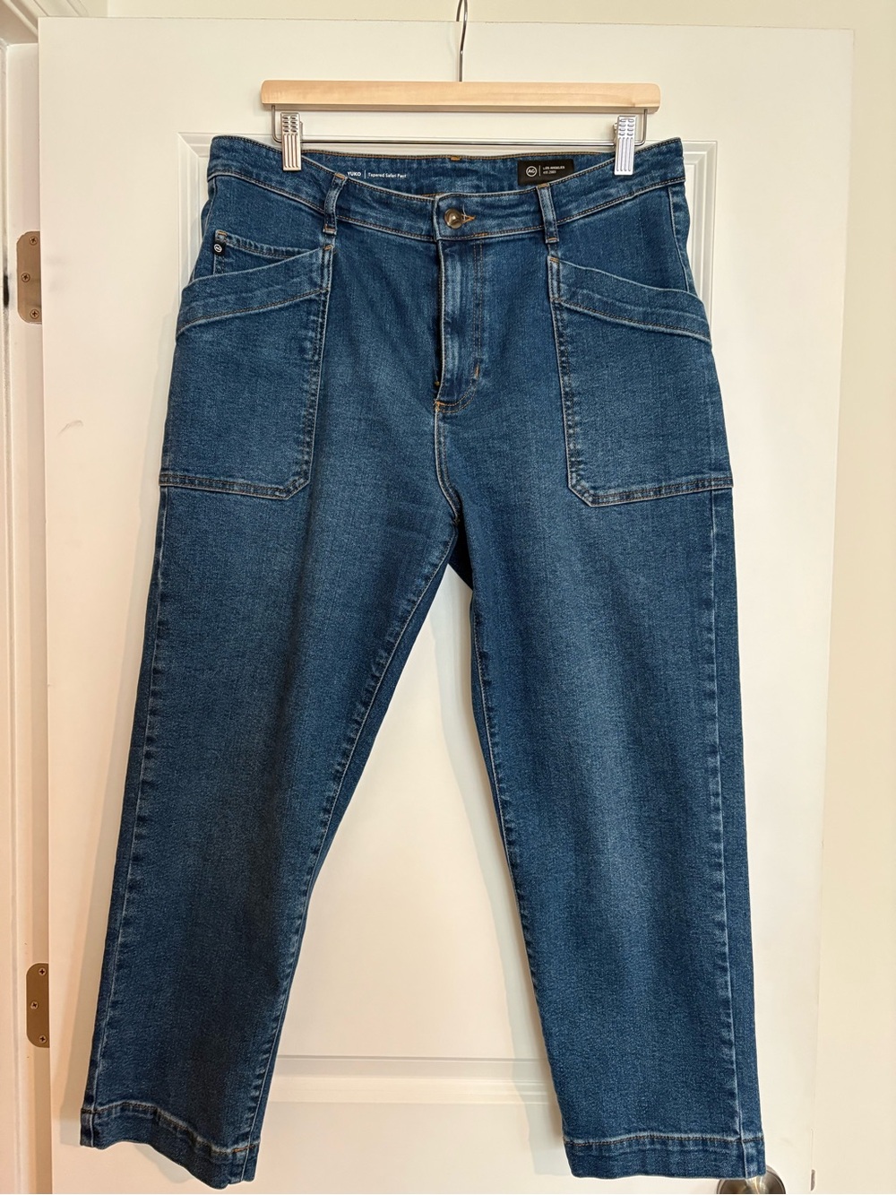 AG Adriano Goldschmied Blue Cropped Straight-Leg Jeans